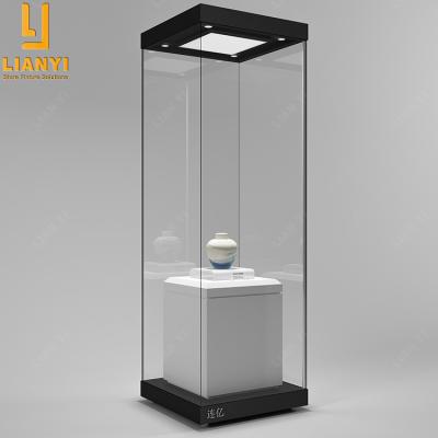 China Modern or Customized Full Vision Museum Showcase High Security Retail Store Freestanding Glass Display Cabinet for sale