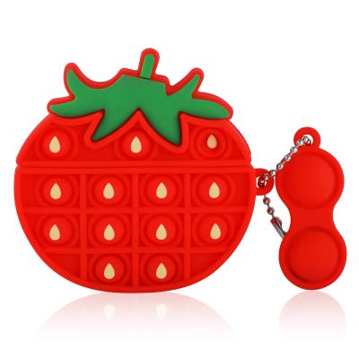 China Cute 3D Silicone Case Pops It Bubble Strawberry Pineapple Soft Silicone Earphone High Quality Caver For Airpod Case For Airpods Pro Case for sale