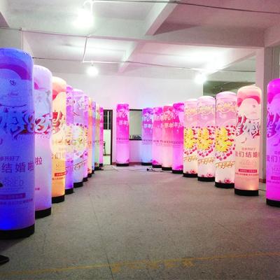 China Advertising/Promotion/Party/Event/Outdoor/Indoor/Wedding/Pair Customized 7 Colors LED Inflatable Luminous Pillar For Road Advertising Show Lamp Post for sale