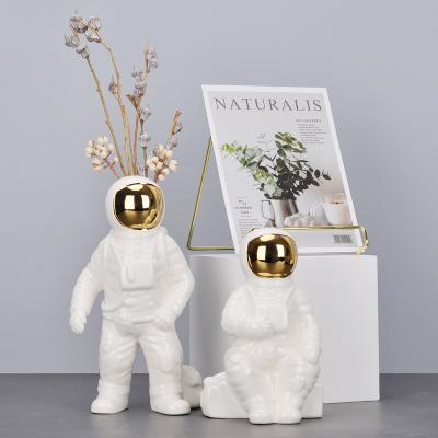 중국 Other Space Man Sculpture Astronaut Fashion Vase Modern Cosmonaut Model Ornament Decorations Garden Ceramic Statue Home 판매용