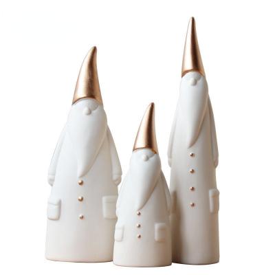 Chine 3Pcs/Set Ceramic Santa Clause Figurines Christmas Decoration Ceramic Statue Scandinavia Style Nordic Home Decoration White Gift à vendre