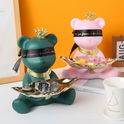 China China Crown Bear Storage Desktop Statue Ornaments Home Accessories Art Storage Multifunctional Sculpture Desktop Decoration Statue for sale