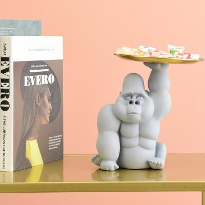 China Model Desk Accessories Room Decor China Gorilla Figurines Statues Home Storage Tray Resin Sculpture Home Decoration Kawaii en venta