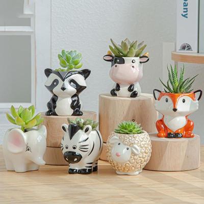 China Wholesale Miniature Cartoon Model Home Decoration Flower Pot Fairy Succulent Gardening Plants Potted Animal Flowerpots for sale