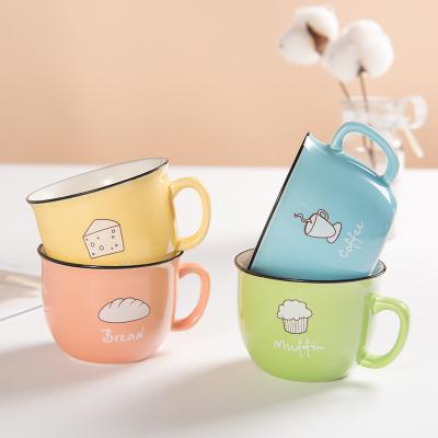 중국 Zakka mug stocked candy color coffee mug creative ceramic morning coffee breakfast milk coffee tea unique mugs cartoon 판매용