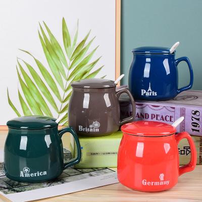 Cina Stored Family Breakfast Coffee Mug Water Cup Eco-Friendly Tea Cup Set With Lid Spoon in vendita