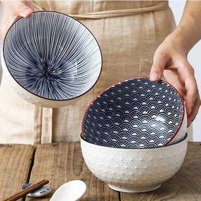 중국 Nordic style stocked simple household ceramic restaurant 6 inch tableware noodle soup bowl 판매용