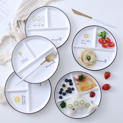 Κίνα Sustainable Divided Tableware Children's Weight Loss Household Dish Weight Loss Ceramic Ration Dish Three Compartment Dish προς πώληση