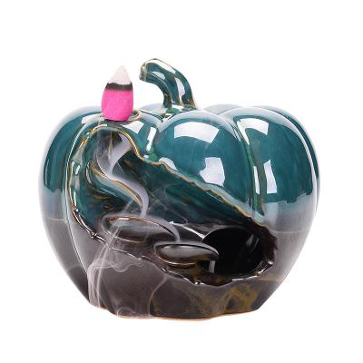 China Chinese Incense Wholesale Backflow Censer Pumpkin Halloween Censer Burner Ceramic Incense Burner en venta