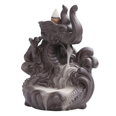 中国 Wholesale Ceramic Chinese Incense Sand Backflow Censer Burner Purple Elephant and Creative Dragon Censer Home Furnishing Censer 販売のため