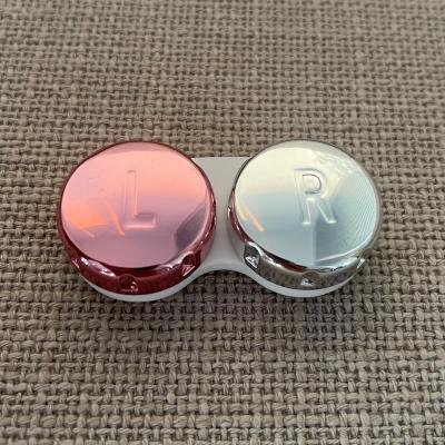 China Storage Plated Contact Lenses Bulk Holder Lens Cases Double Compact Mini Lens Storage Box New Design With Great Price for sale