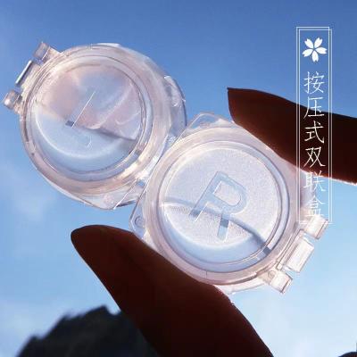 China Plastic Contact Lens Storage Clear Contact Lens Case Double Head Press Type Contact Lens Storage Case for sale