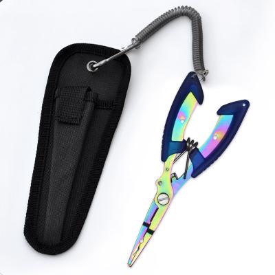 China Wholesale Fish Line Stainless Steel+Plastic Handle Fishing Accessories Colored Titanium Scissors Mini Fish Tool Fishing Cutter Braid Pliers for sale