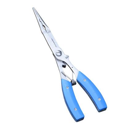 China Stainless steel+plastic handle long nose fish pliers fish line cutter hook remover fishing accessories for camping for sale