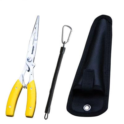 China Stainless steel+plastic handle long nose fish pliers fish line scissors hook remover fishing accessories for camping for sale