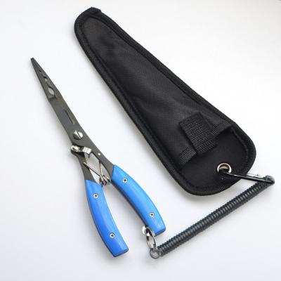 China Stainless steel+plastic handle fish pliers fish line scissors blackening hook remover fishing process accessories for camping for sale