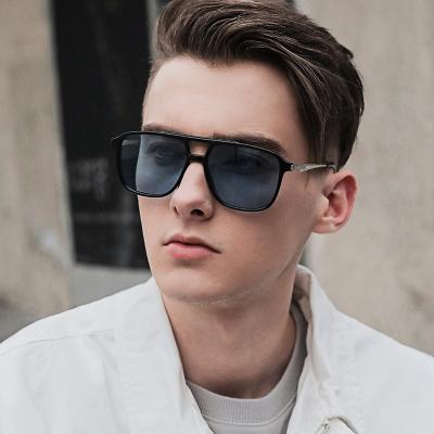 China Environmental Friendly Retro Double Bridge TR Polarized Sunglasses Outdoor Driving Sunglasses Men Wholesale Oversized Square Sunglasses for sale