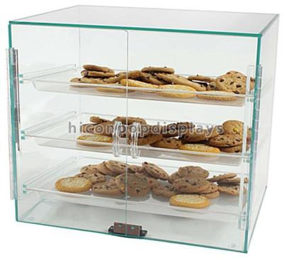 China 3 Layers Cookie Food Store Glass Display Cases Retail Popular Countertop Dealer For Sale for sale