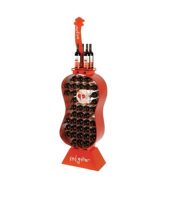 China Floor Standing Metal Wine Display Unit Multi-Layers Metal Guitar Red Wine Rack Display Unit for sale