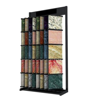 China Stores Floorstanding Black Metal Tube Advertising Paver 5-Tier Natural Stone Ceramic Tile Display Rack for sale