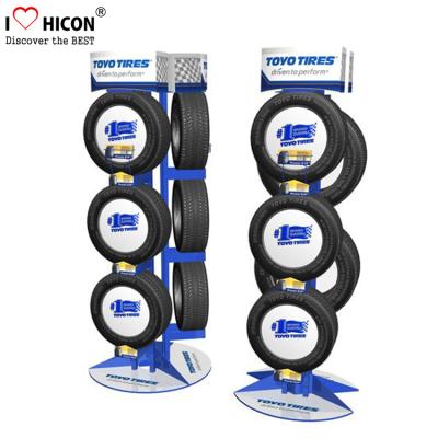 China Professional Automotive Shops Metal Tire Retail Shop Interior Design Products Car Wheel Tire Display Stand for sale