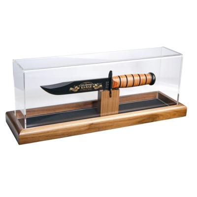 China Countertop Knife Display Cases Retail Store Countertop Commercial Cheap Portable Wooden Base Clear Acrylic Knife Display Cases for sale