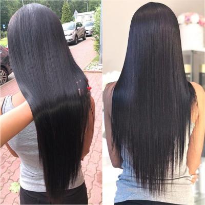 China Straight Glueless Preplucked Human hair Wigs Ready To Wear and long straight hair Transparent Full Lace Wig Human Hair for sale