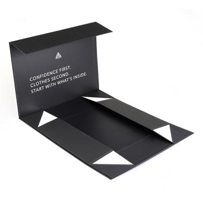 China Black Magnetic Closure Paper Clothing Parcel Delivery Box Custom Logo Recyclable Ecommerce Paper Box Shipping Boxes for sale