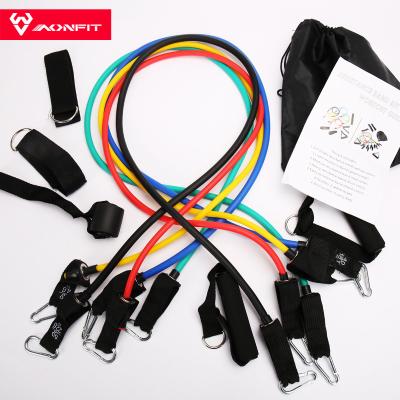 China Exhibition/Office/School/Outdoor Cheap Wholesale Heavy Duty Workout Fitness Home Gym Conference/Game 11 Piece Resistance Band Set for sale