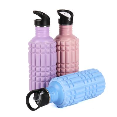 China Aonfit Durable Eco-friendly Comfortable Portable Stainless Steel Foam Roller With Water Bottle Sports for sale