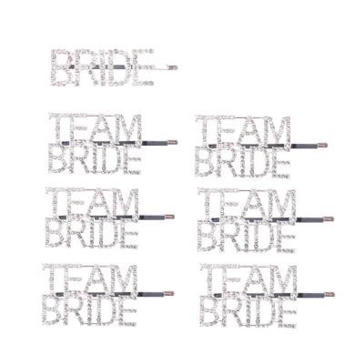 China Bachelorette Party Bridal Shower Favors Decorations Bride and Team Bride Rhinestones Word Bobby Pin Hair Accessories Bachelorette Party for sale