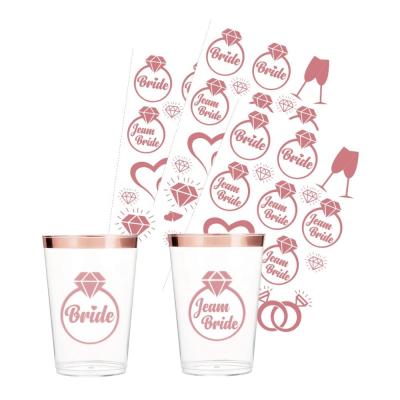 China Bachelorette Party Cups Tattoos Bride Bridesmaid Gift Team Bride Tattoos Cups Pink and Gold Cups for Weddings and Bridal Showers for sale