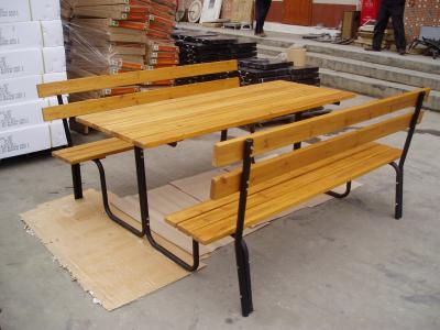 China China LFurniture Metal Tube Frame Wooden Bench and Table Set-5 for sale