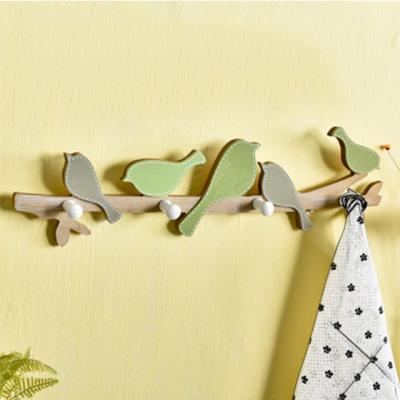 China Creative Viable Zakka Bird Wall Thickened Freestanding Foam Wooden Decorative Hooks for sale