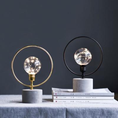 China Lighting Works Bar Nordic Low Industrial Wind Small Night Light Bedroom Cement Round Iron Decorative Lights for sale