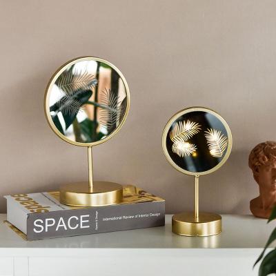 China 100% handmade hot selling exquisite gold simulation gifts and crafts decor wall mirror modern home decoration for sale