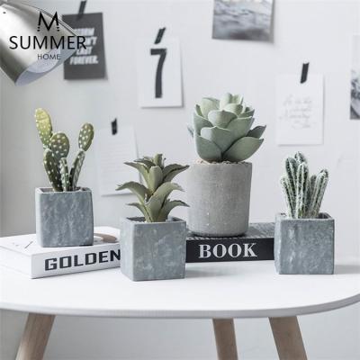 China 100% Artificial Cactus Simulation Plants Small Potted Bonsai Plant Handmade Nordic Succulents Desktop for sale