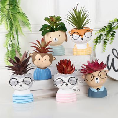 China Art Decor Cartoon Cute Animal Designs Wholesale Artificial Plants With Pot Home Decoration for sale