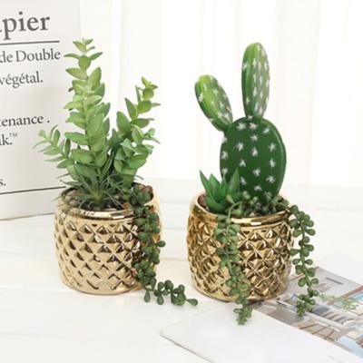 China Art Decor Nordic New Decorative Flowers Cactus Succulent Green Pot Plant Artificial Plants for sale