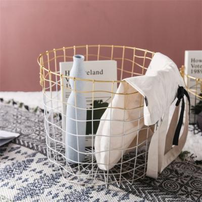 China Fashionable Wholesale Design Decorative Metal Wire Mesh Home Storage Laundry Receive Basket for sale