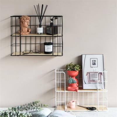 China 100% Handmade Cheap Metal Lockers For Sundries Wall Iron Shelf Storage Basket Metal Wall Shelf for sale