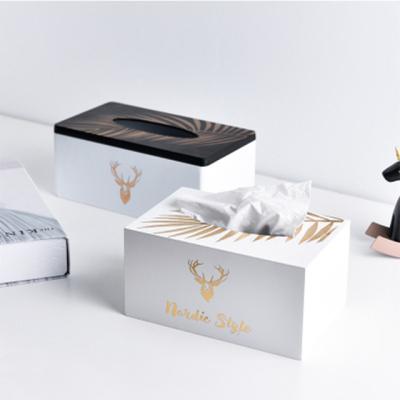 China Put a simple beautiful black and white elk tissue box napkin salon ins drawing paper box for sale