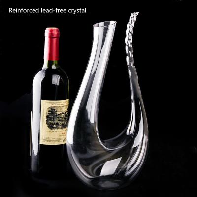 China Pure Handmade U-shape Crystal Glass Decanter Red Wine Decanter Wine Jug Grape Wine Dispenser for sale