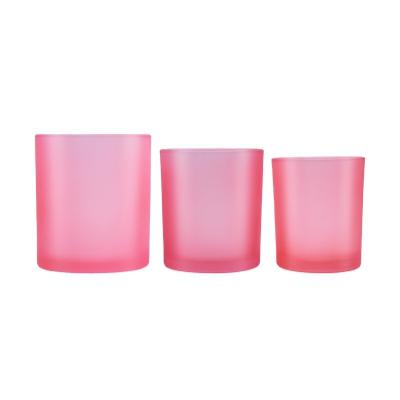 China Sustainable Custom Pink 210ml Candle Glass Jar With Different Kind Lid for sale