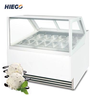 China Single-temperature Commercial Mini Upright Curved Glass Gelato Ice Cream Countertop Display Showcase Hard Freezer For Sale for sale