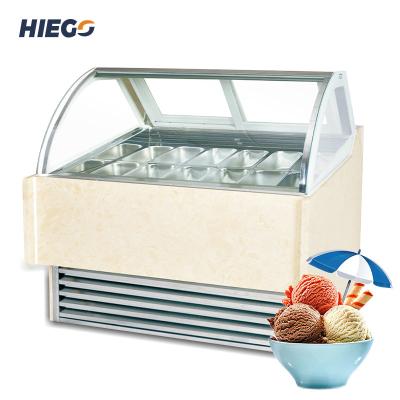 China Single-temperature Commercial Mini Upright Curved Glass Gelato Ice Cream Display Showcase Hard Freezer For Sale for sale