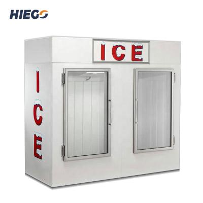 China Double Bagged Single-temperature Outdoor Glass Ice Storage Bin Gas Station Freezer Machine For Bag for sale