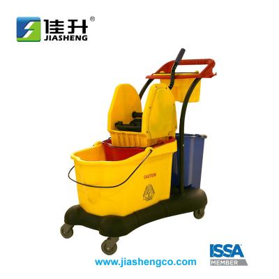 China Sustainable Deluxe Mop Squeeze Wringer With Double Bucket for sale