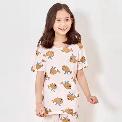 China Breathable Wholesale 2022 Half Sleeves Springs Summer 2 Pieces Cotton Pajamas Chinese Kids Set for sale