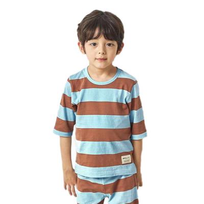 China Wholesale Price QUICK DRY Spring and Summer Baby Cotton Soft Thin Organic Stripe 2 Piece Baby Pajamas Sets for Kids for sale